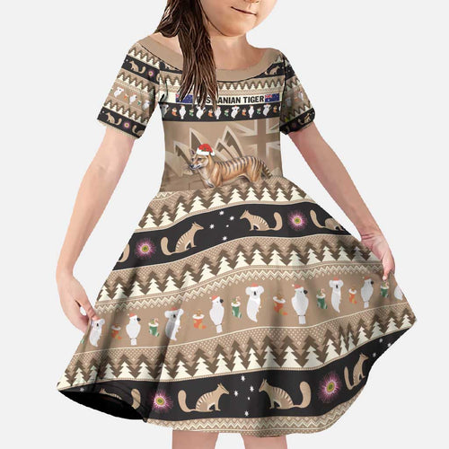Aussie Tasmanian Tiger Family Matching Summer Maxi Dress and Hawaiian Shirt Merry Christmas