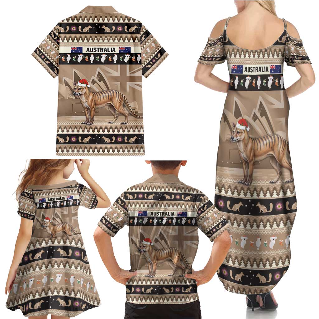 Aussie Tasmanian Tiger Family Matching Summer Maxi Dress and Hawaiian Shirt Merry Christmas