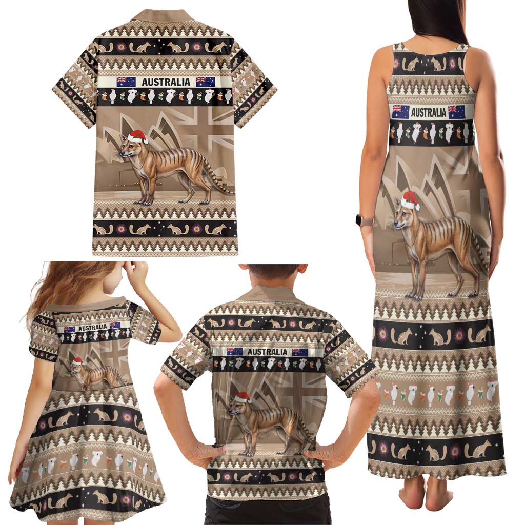 Aussie Tasmanian Tiger Family Matching Tank Maxi Dress and Hawaiian Shirt Merry Christmas