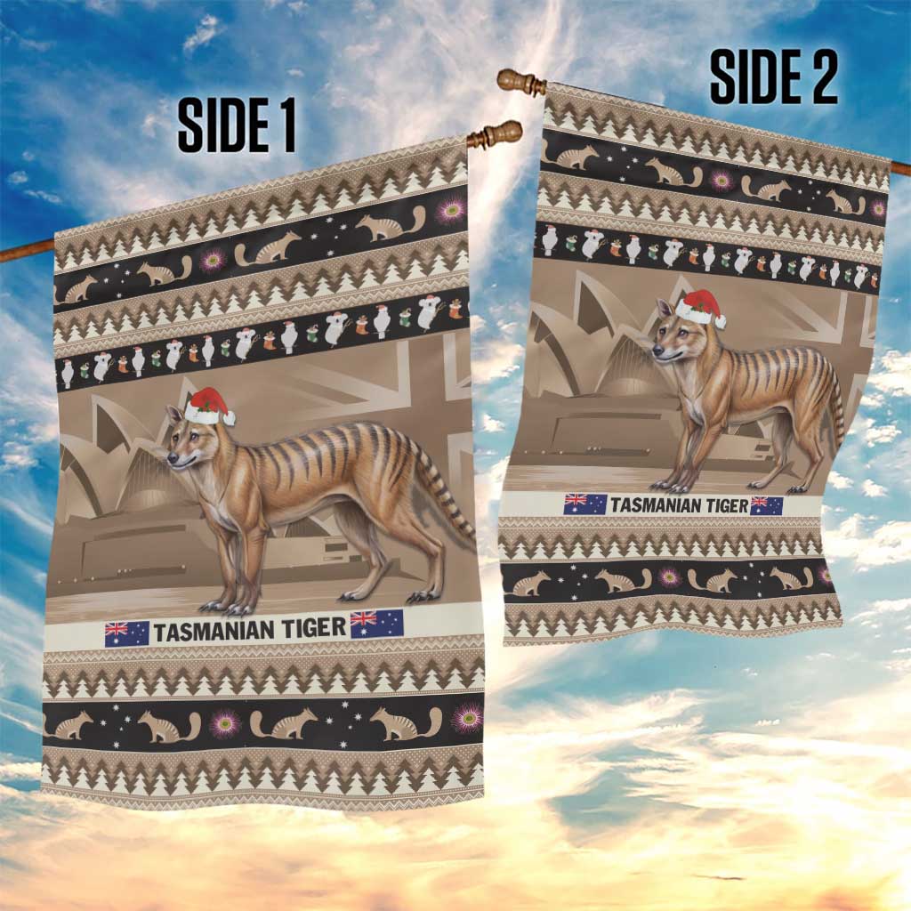 Aussie Tasmanian Tiger Garden Flag Merry Christmas