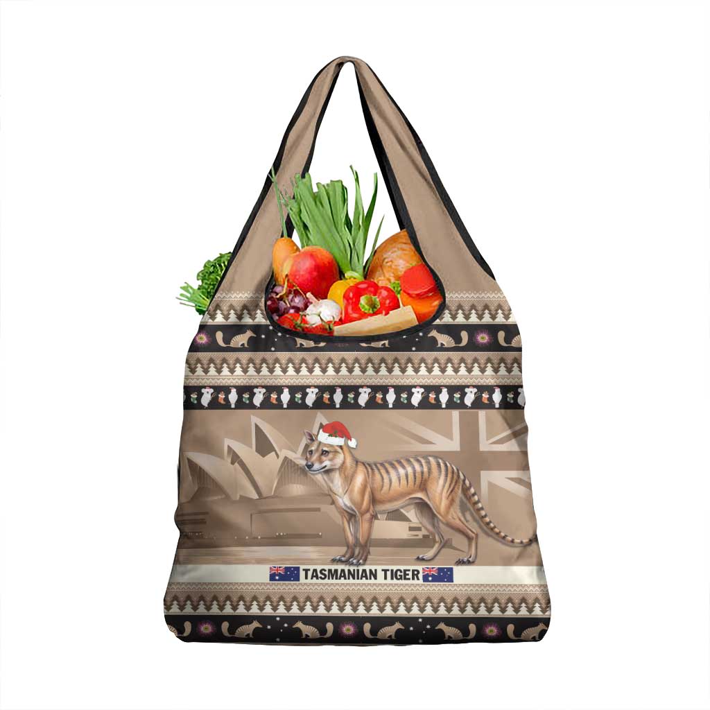 Aussie Tasmanian Tiger Grocery Bag Merry Christmas