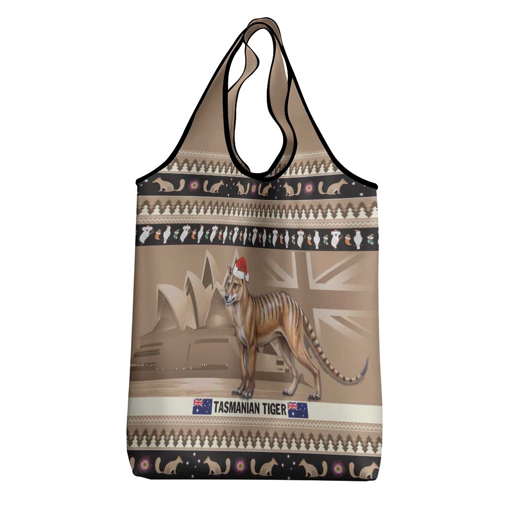 Aussie Tasmanian Tiger Grocery Bag Merry Christmas