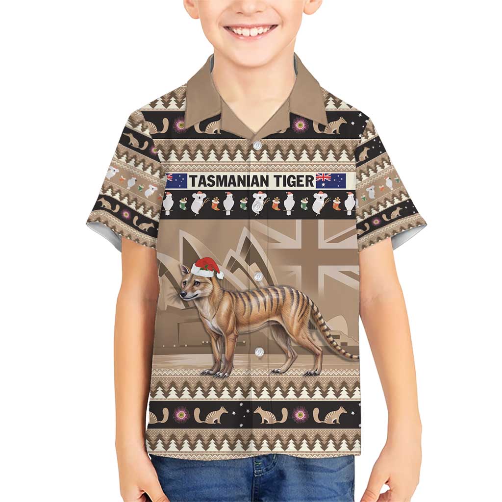 Aussie Tasmanian Tiger Hawaiian Shirt Merry Christmas