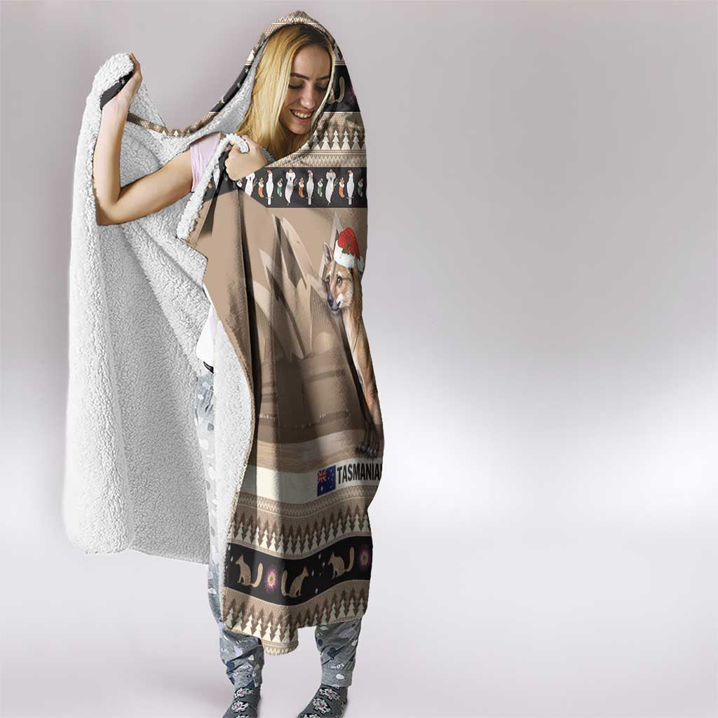 Aussie Tasmanian Tiger Hooded Blanket Merry Christmas