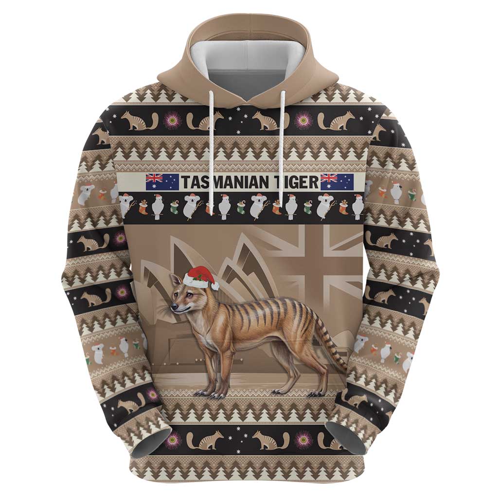 Aussie Tasmanian Tiger Hoodie Merry Christmas