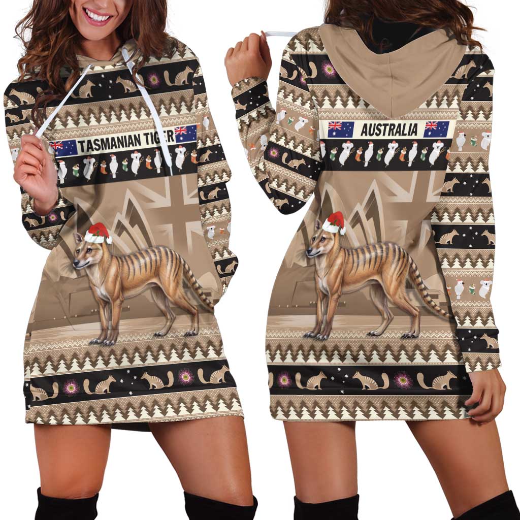 Aussie Tasmanian Tiger Hoodie Dress Merry Christmas