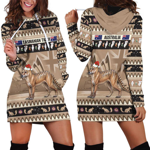 Aussie Tasmanian Tiger Hoodie Dress Merry Christmas