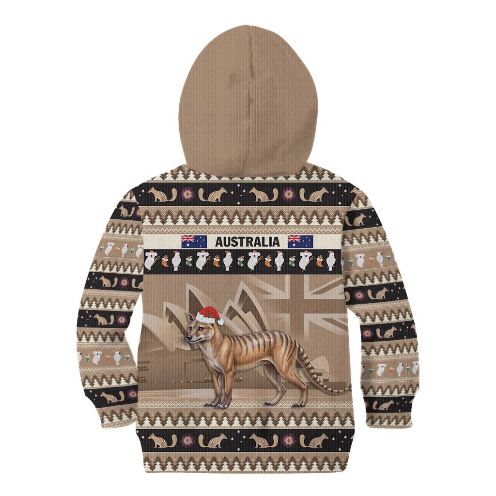 Aussie Tasmanian Tiger Kid Hoodie Merry Christmas