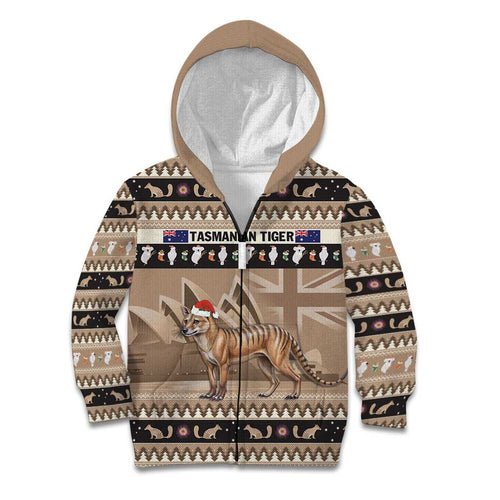 Aussie Tasmanian Tiger Kid Hoodie Merry Christmas