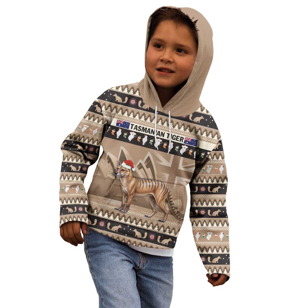 Aussie Tasmanian Tiger Kid Hoodie Merry Christmas