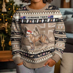 Aussie Tasmanian Tiger Kid Ugly Christmas Sweater Merry Christmas