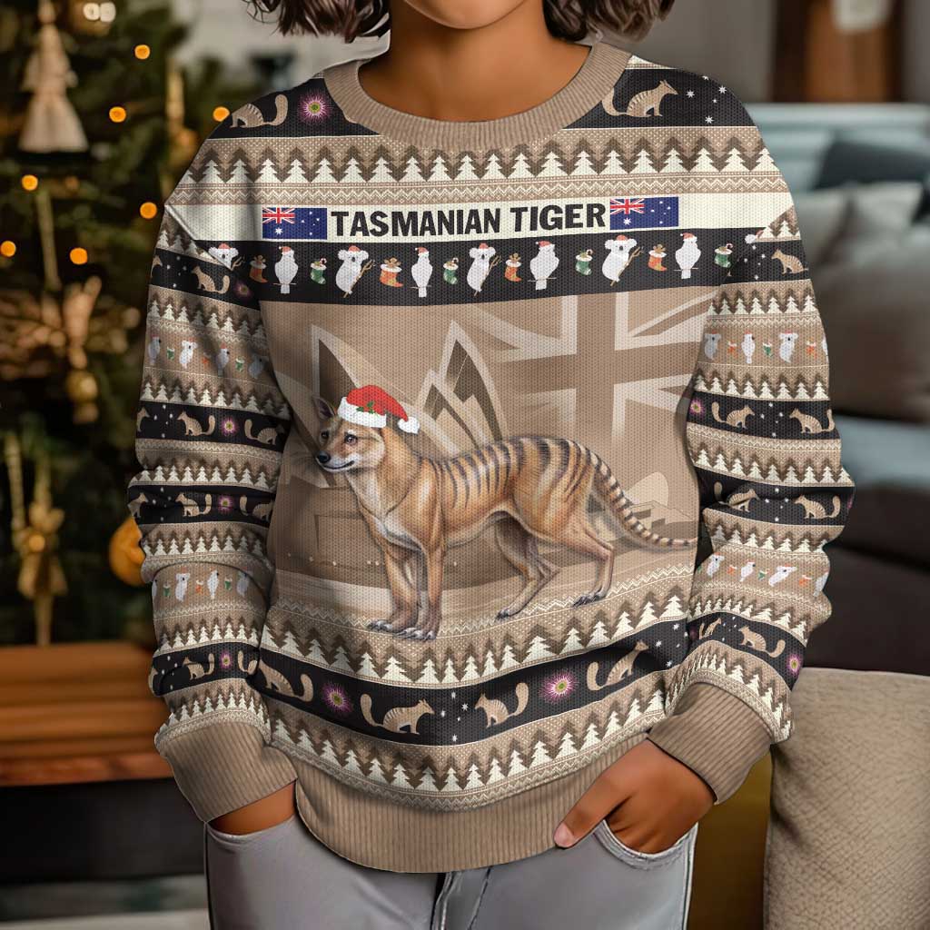 Aussie Tasmanian Tiger Kid Ugly Christmas Sweater Merry Christmas