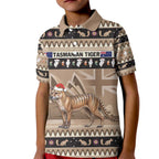 Aussie Tasmanian Tiger Kid Polo Shirt Merry Christmas