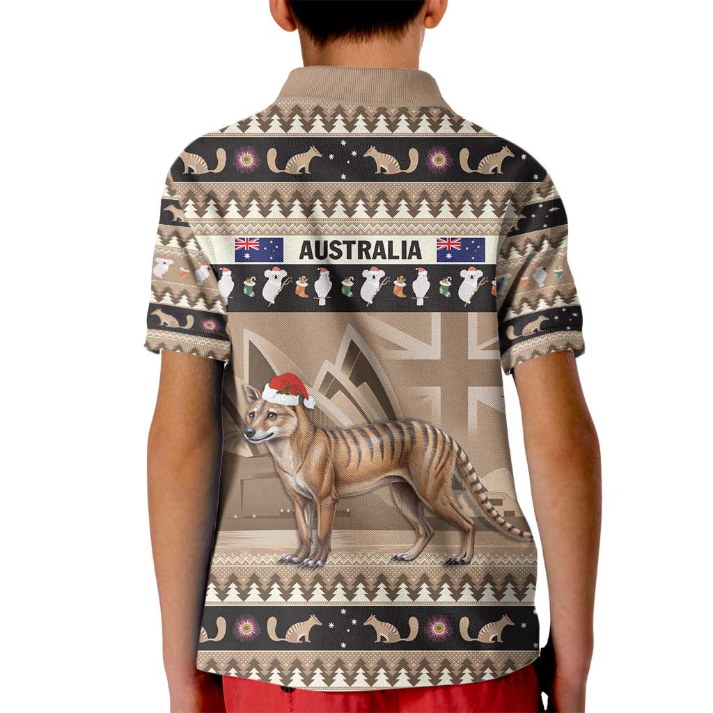 Aussie Tasmanian Tiger Kid Polo Shirt Merry Christmas