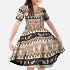 Aussie Tasmanian Tiger Kid Short Sleeve Dress Merry Christmas