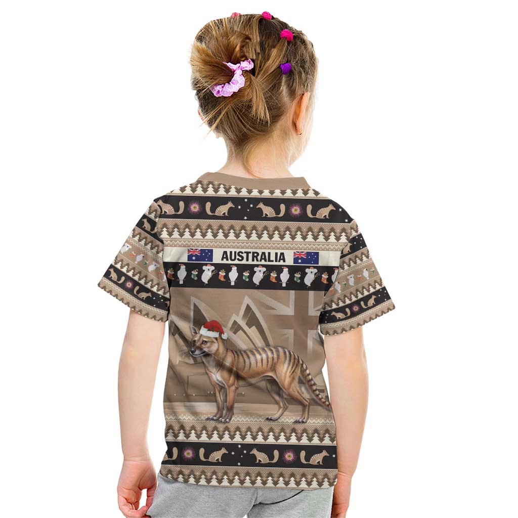 Aussie Tasmanian Tiger Kid T Shirt Merry Christmas