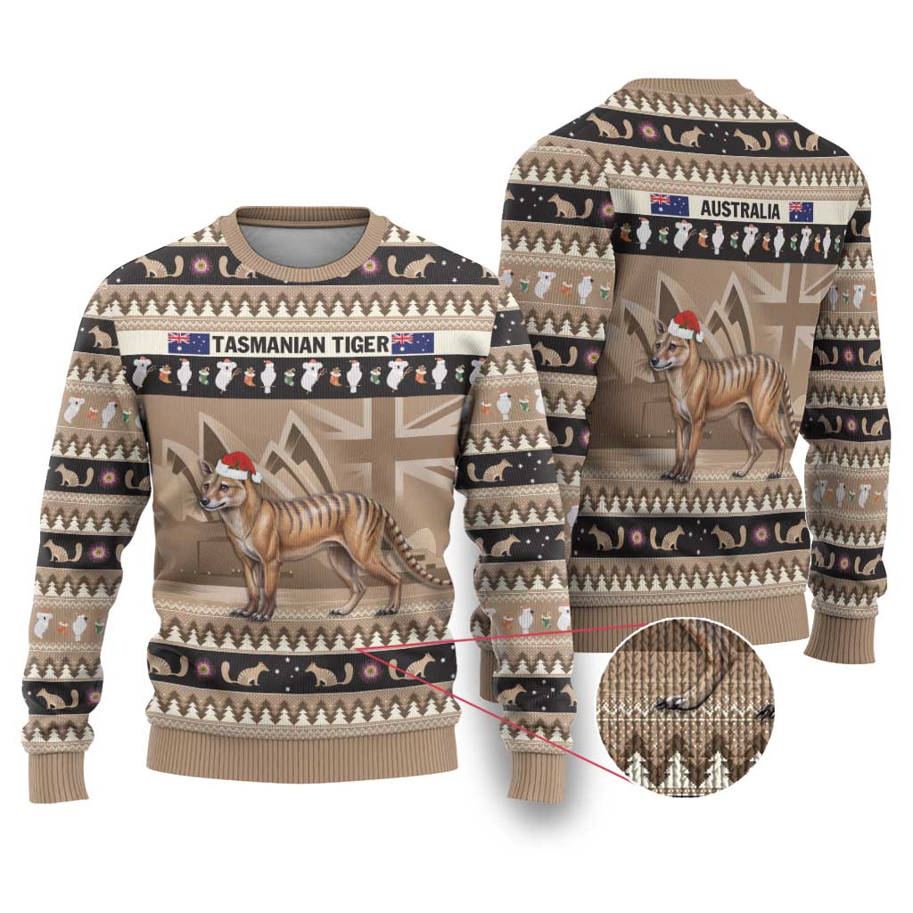Aussie Tasmanian Tiger Ugly Christmas Sweater Merry Christmas