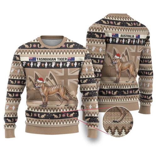 Aussie Tasmanian Tiger Ugly Christmas Sweater Merry Christmas