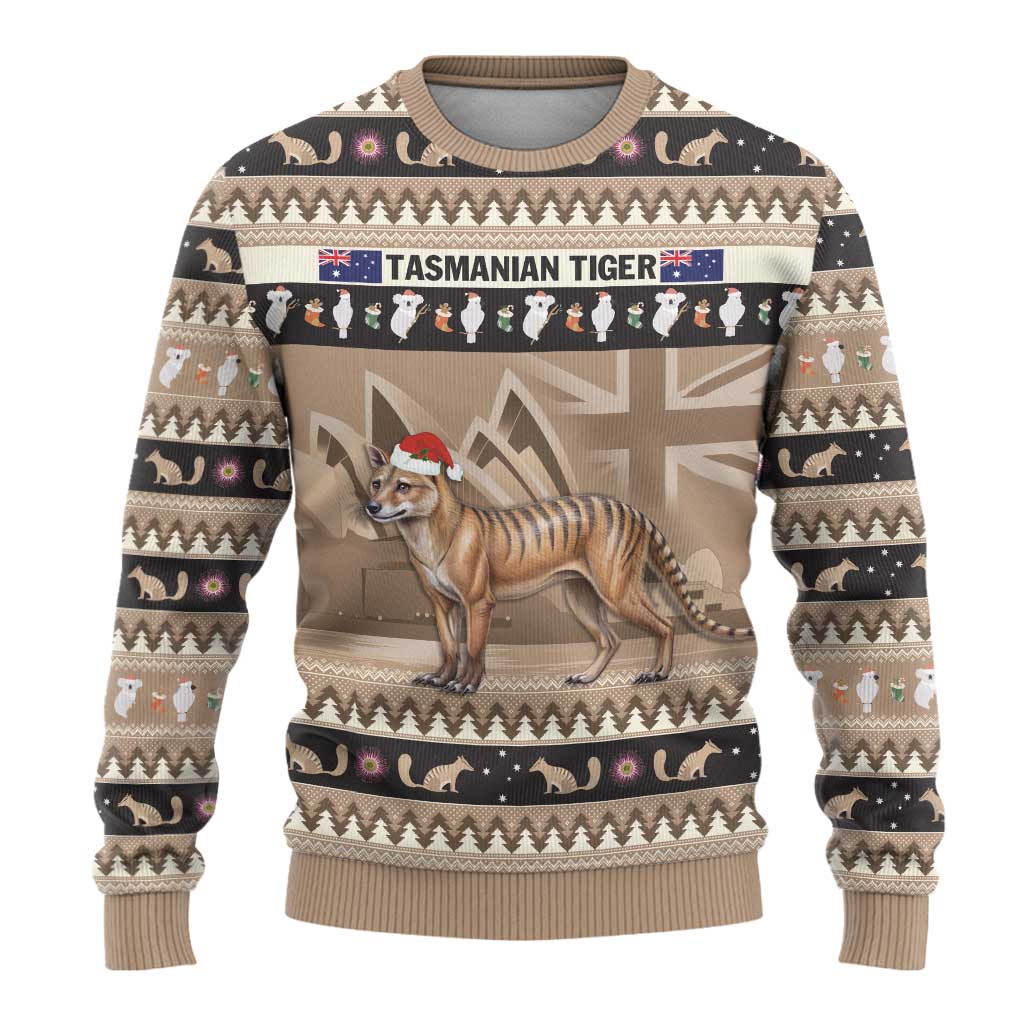 Aussie Tasmanian Tiger Ugly Christmas Sweater Merry Christmas