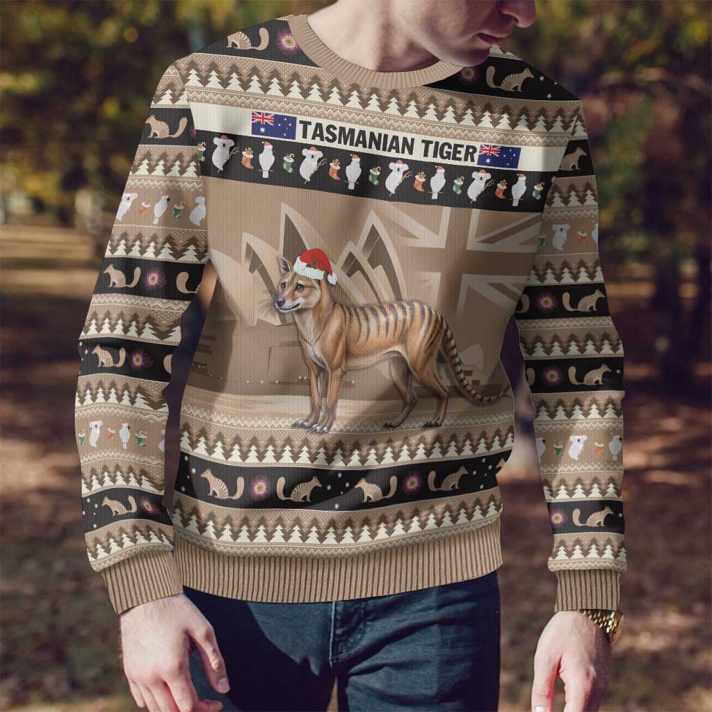 Aussie Tasmanian Tiger Ugly Christmas Sweater Merry Christmas