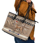 Aussie Tasmanian Tiger Leather Tote Bag Merry Christmas