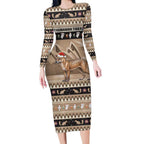 Aussie Tasmanian Tiger Long Sleeve Bodycon Dress Merry Christmas