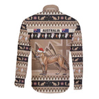 Aussie Tasmanian Tiger Long Sleeve Button Shirt Merry Christmas