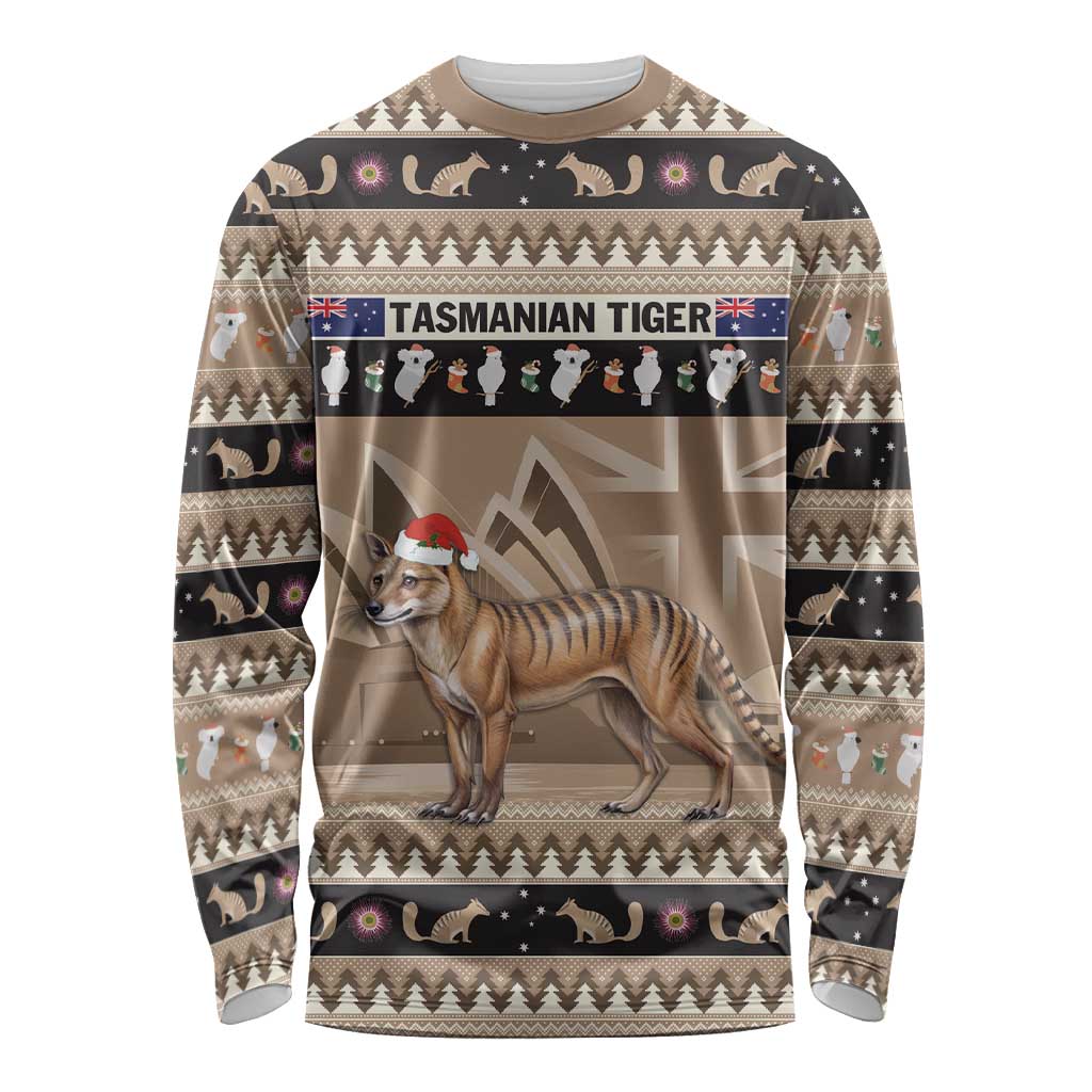 Aussie Tasmanian Tiger Long Sleeve Shirt Merry Christmas