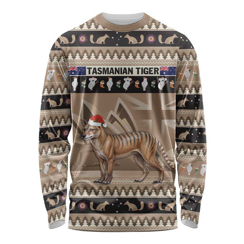 Aussie Tasmanian Tiger Long Sleeve Shirt Merry Christmas