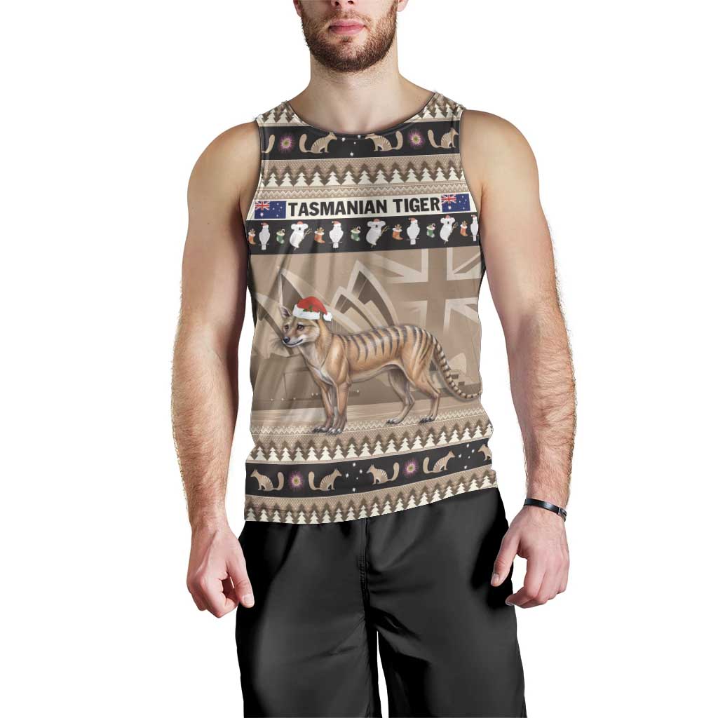 Aussie Tasmanian Tiger Men Tank Top Merry Christmas