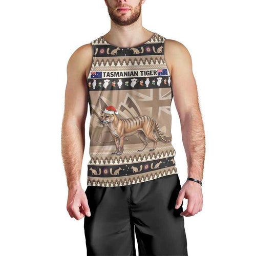 Aussie Tasmanian Tiger Men Tank Top Merry Christmas