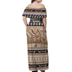 Aussie Tasmanian Tiger Off Shoulder Maxi Dress Merry Christmas