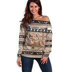 Aussie Tasmanian Tiger Off Shoulder Sweater Merry Christmas