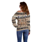 Aussie Tasmanian Tiger Off Shoulder Sweater Merry Christmas