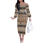 Aussie Tasmanian Tiger Off The Shoulder Long Sleeve Dress Merry Christmas