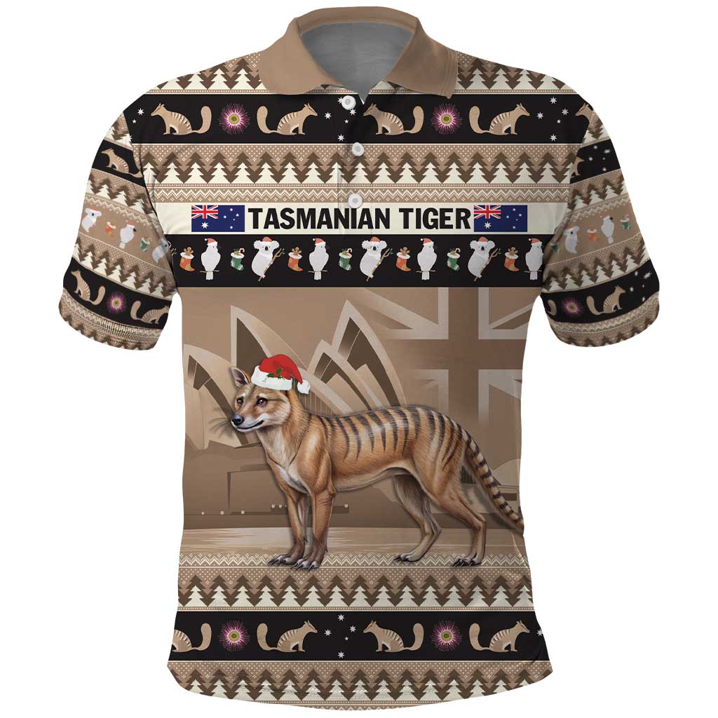 Aussie Tasmanian Tiger Polo Shirt Merry Christmas