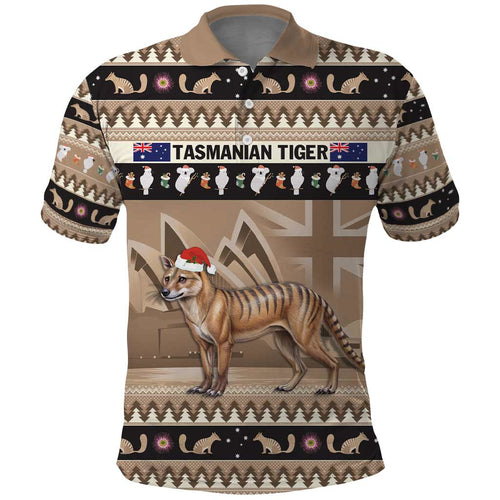 Aussie Tasmanian Tiger Polo Shirt Merry Christmas