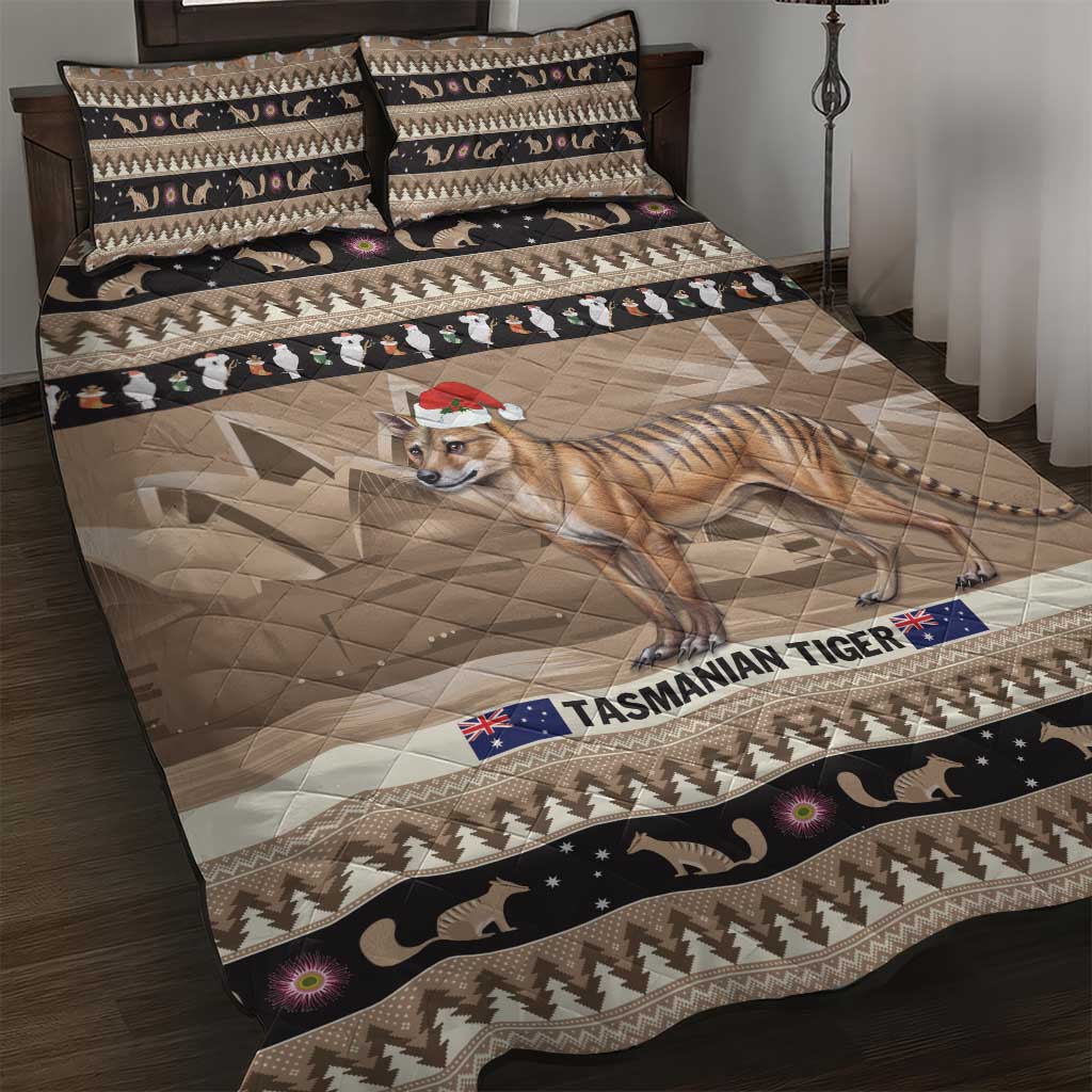 Aussie Tasmanian Tiger Quilt Bed Set Merry Christmas