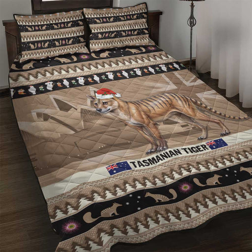 Aussie Tasmanian Tiger Quilt Bed Set Merry Christmas