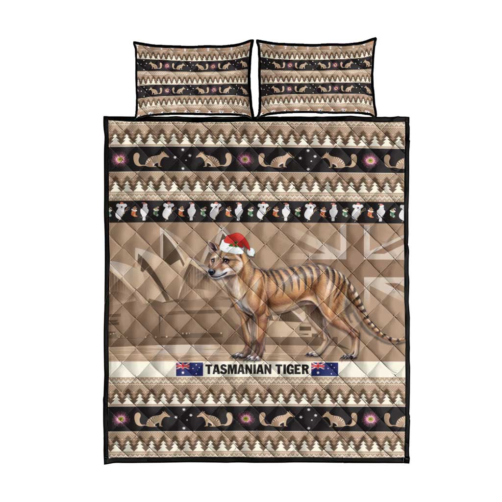 Aussie Tasmanian Tiger Quilt Bed Set Merry Christmas