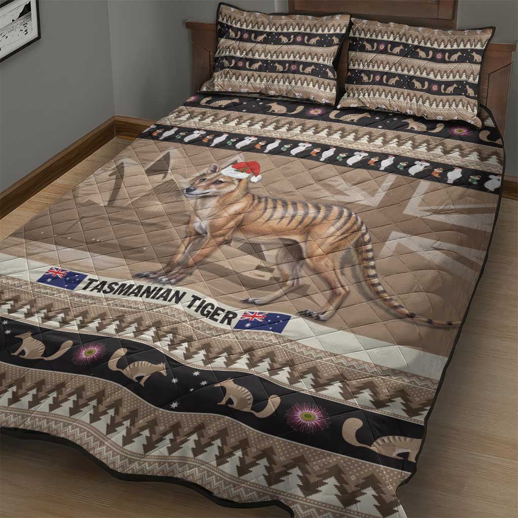 Aussie Tasmanian Tiger Quilt Bed Set Merry Christmas