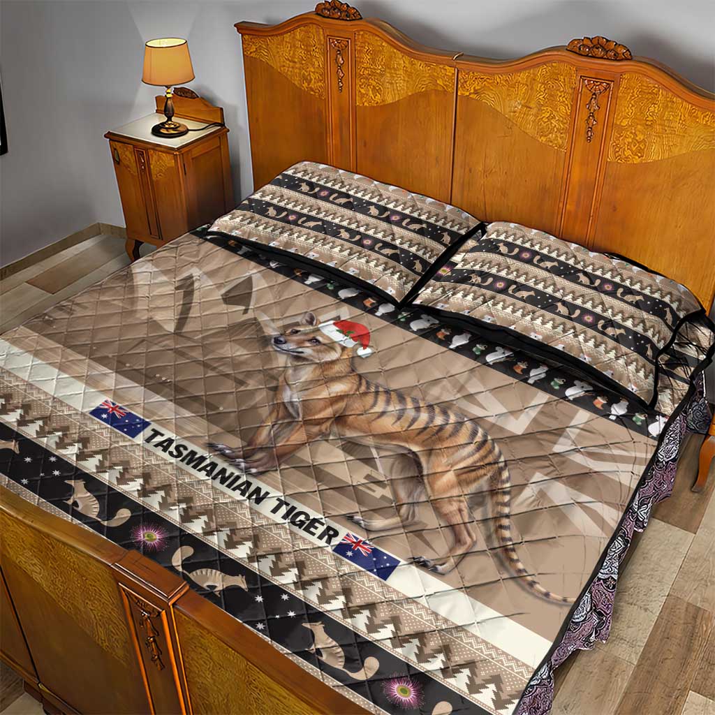 Aussie Tasmanian Tiger Quilt Bed Set Merry Christmas