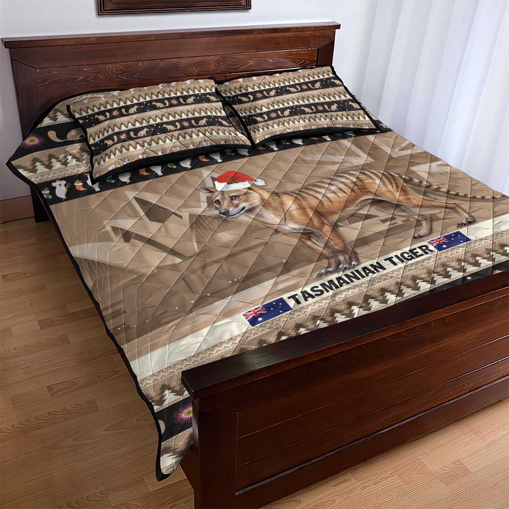 Aussie Tasmanian Tiger Quilt Bed Set Merry Christmas