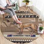 Aussie Tasmanian Tiger Round Carpet Merry Christmas