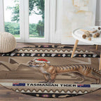 Aussie Tasmanian Tiger Round Carpet Merry Christmas