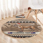 Aussie Tasmanian Tiger Round Carpet Merry Christmas