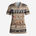 Aussie Tasmanian Tiger Scrub Top Merry Christmas - Aussie Hoodie