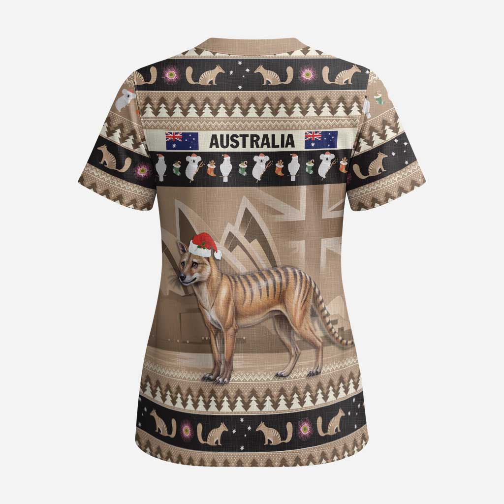 Aussie Tasmanian Tiger Scrub Top Merry Christmas - Aussie Hoodie
