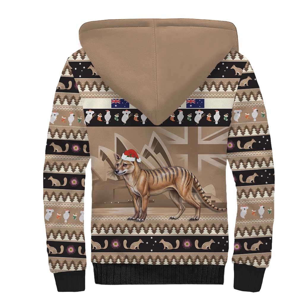 Aussie Tasmanian Tiger Sherpa Hoodie Merry Christmas