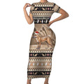 Aussie Tasmanian Tiger Short Sleeve Bodycon Dress Merry Christmas